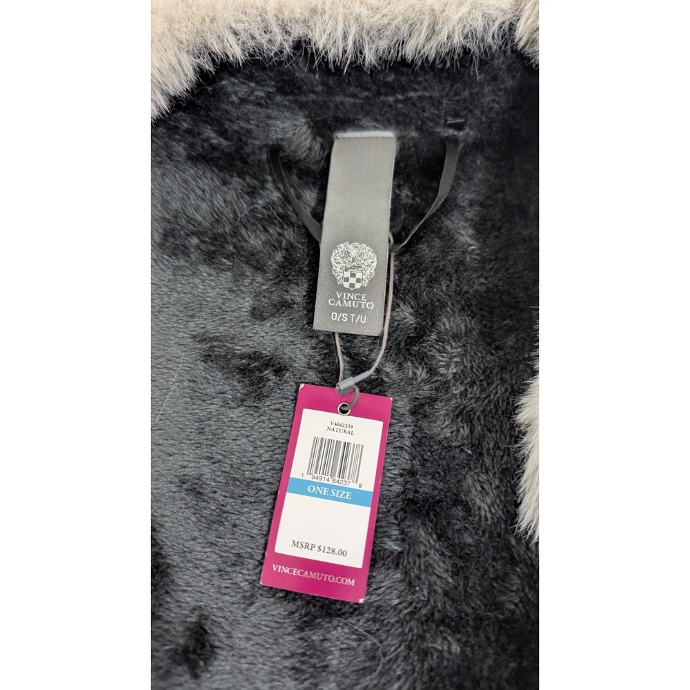 Vince Camuto Poncho Womens OSFA Black Cream Faux Fur Toggle Old Money Luxury - Picture 12 of 14
